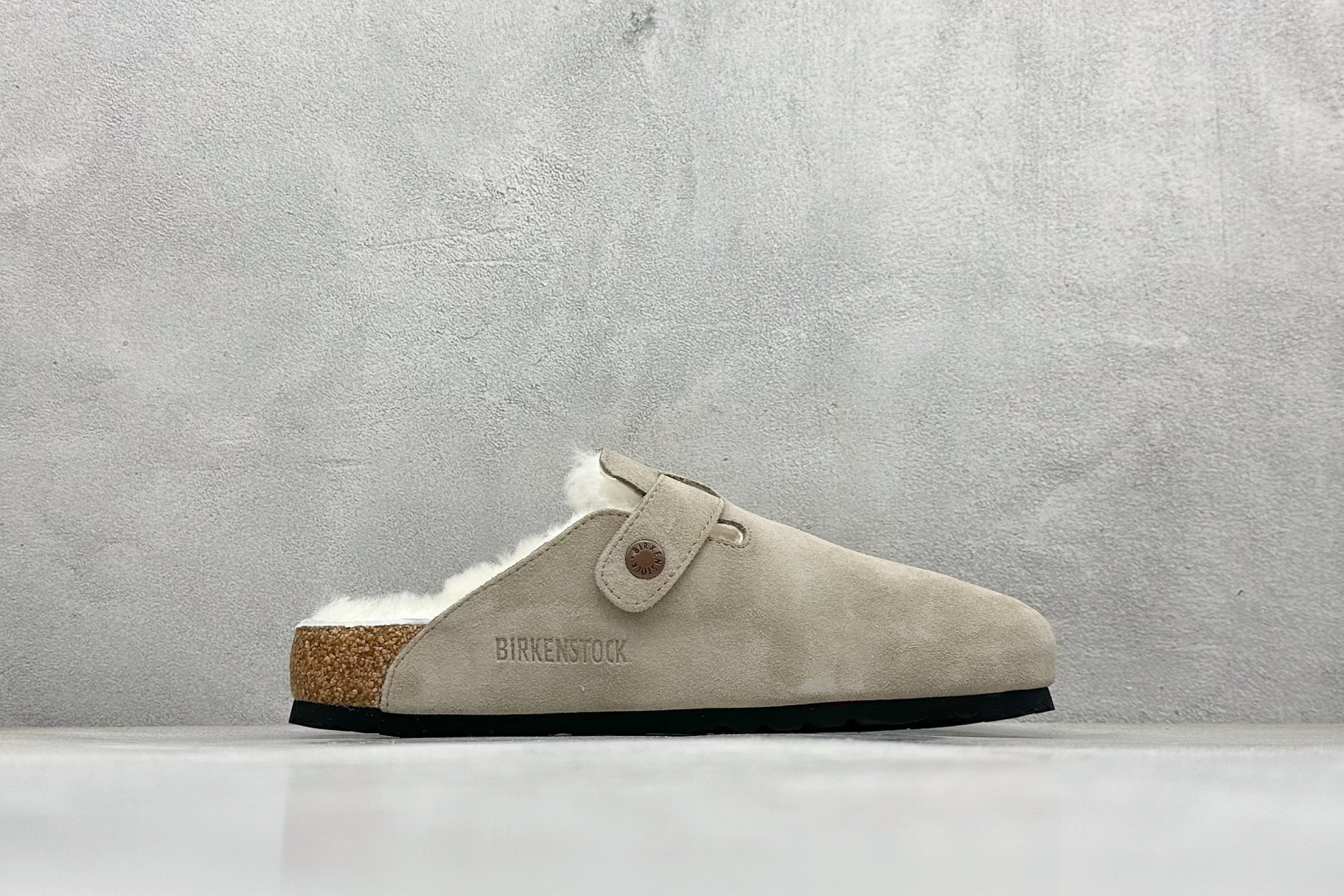 220 BK版Birkenstock 博肯包头半拖毛绒系列 橄榄绿毛里 0129423