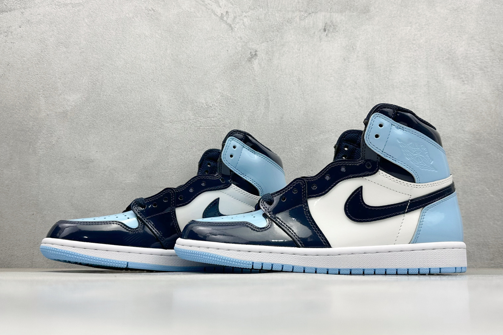 🌹 终端放店新F版AIR Jordan 1 RETRO HIGH OG 高帮 漆皮北卡蓝原装纸板原楦开发