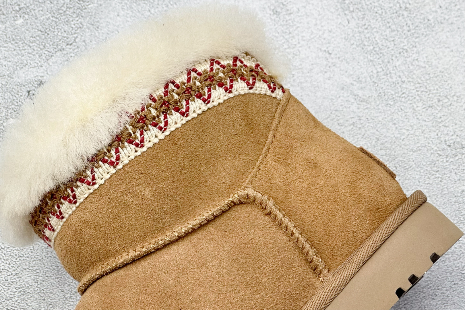 UGG 塔斯林迷你雪地靴 民族风女鞋官网25新款织带雪地靴经典 栗色 沙色 1174496