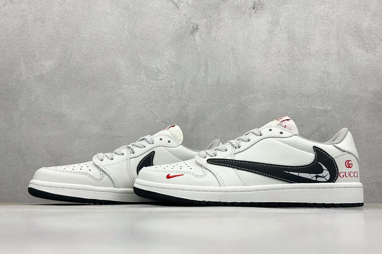 XC版Travis Scott x Fragment Design x Air Jordan 1 Low SP AJ1 乔1古驰联名 白黑裂纹勾 低帮文化休闲板鞋 DZ5899-029