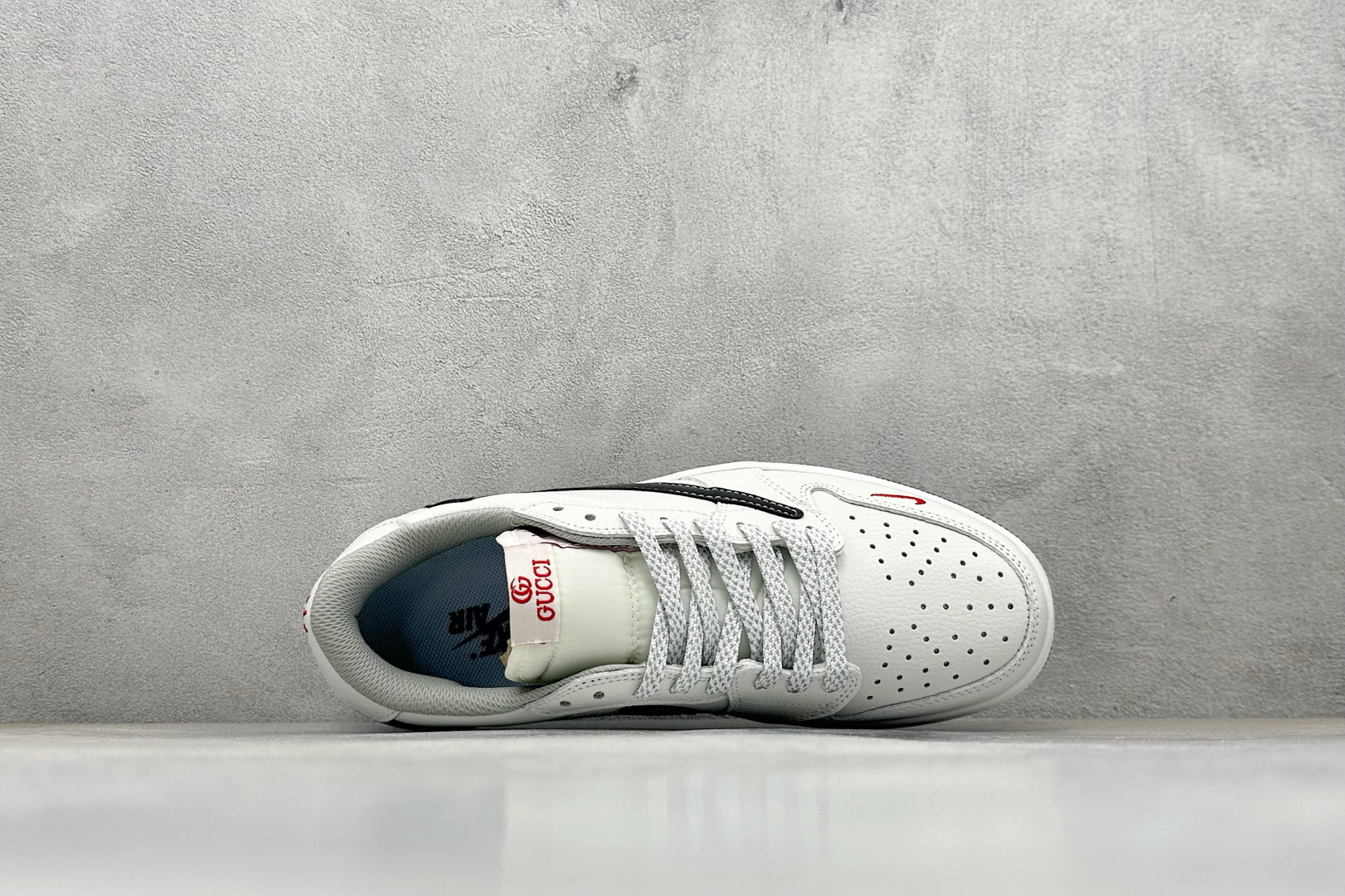 XC版Travis Scott x Fragment Design x Air Jordan 1 Low SP AJ1 乔1古驰联名 白黑裂纹勾 低帮文化休闲板鞋 DZ5899-029