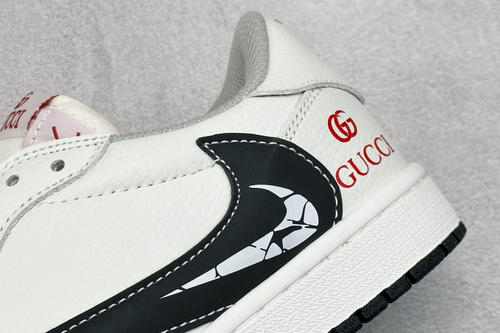 XC版Travis Scott x Fragment Design x Air Jordan 1 Low SP AJ1 乔1古驰联名 白黑裂纹勾 低帮文化休闲板鞋 DZ5899-029