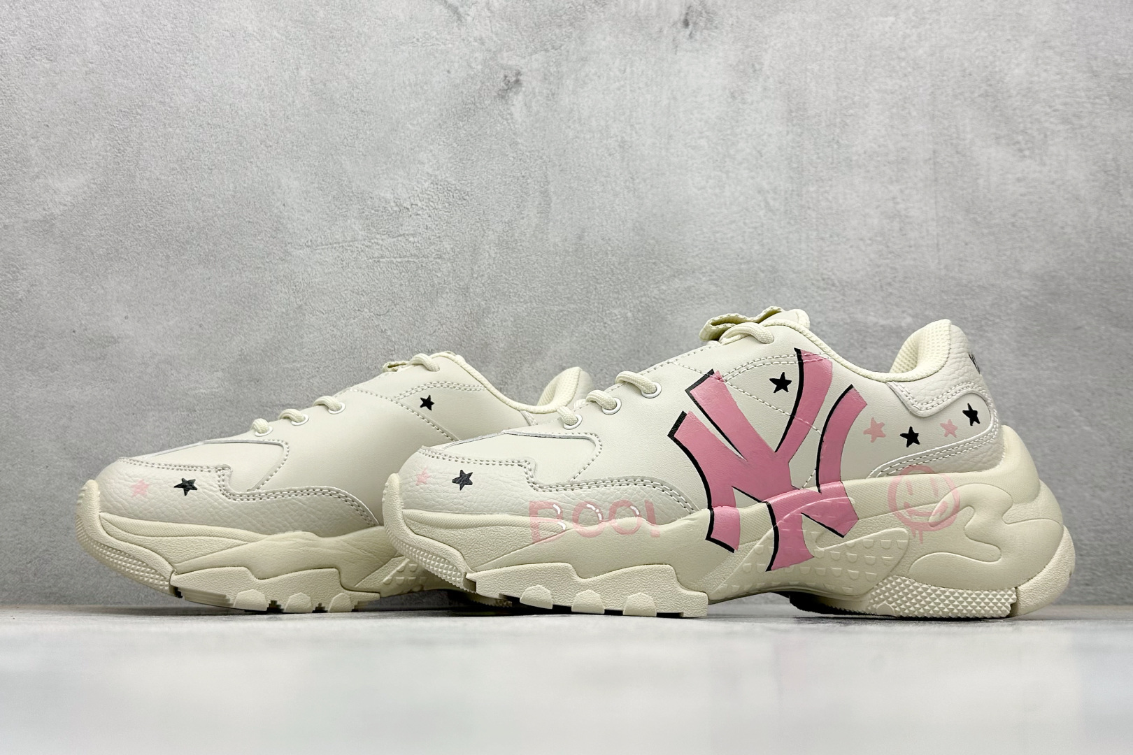 MLB NY 印花网红学长鞋 定制涂鸦恶作剧内增高6cm 原厂原档案数据开发 进口纳米材质 原厂全套手提