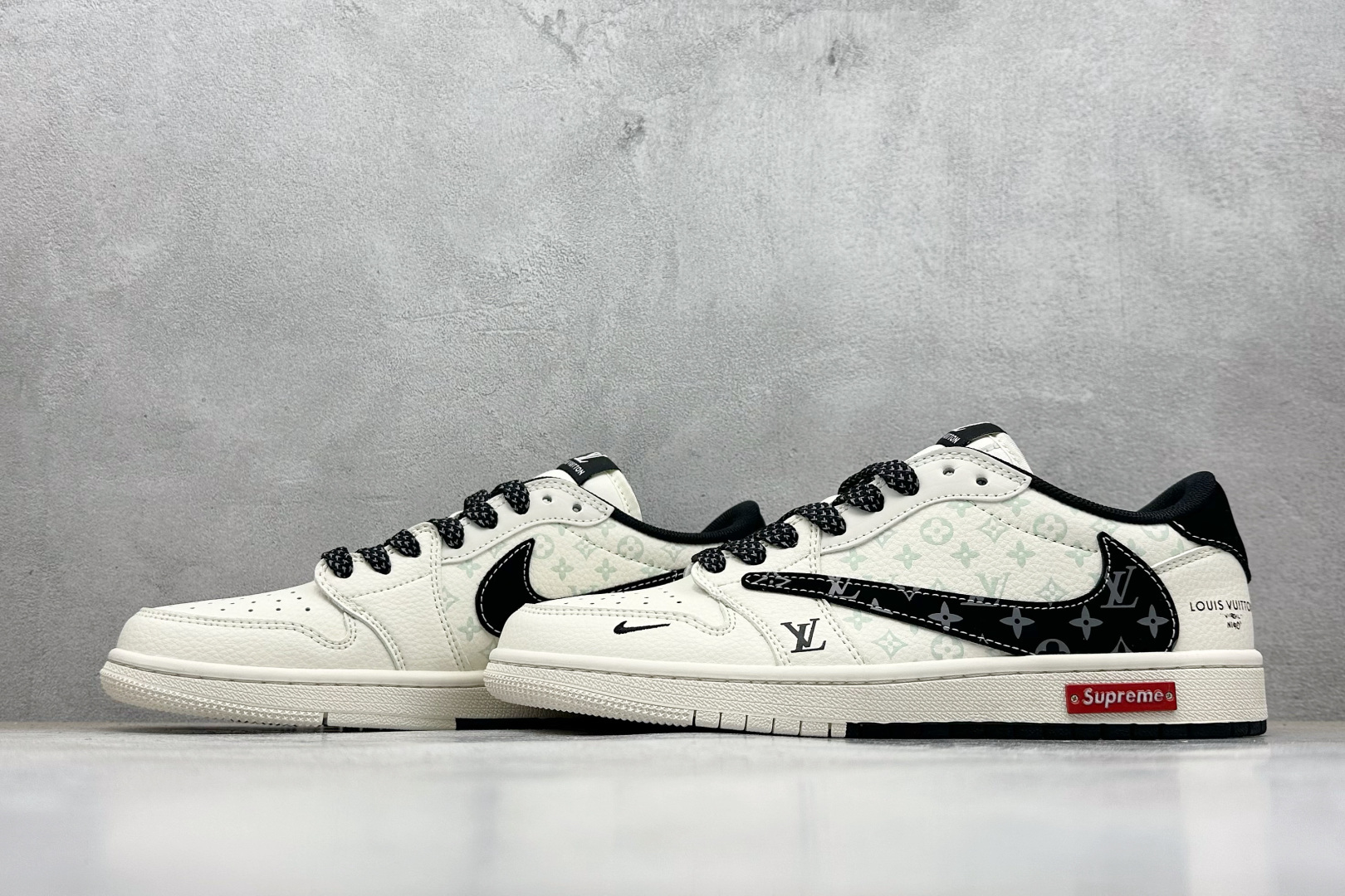 280 XC版Travis Scott x Fragment Design x Air Jordan 1 Low SP AJ1 乔1双拼黑花勾 低帮文化休闲板鞋 CX5050-Y27