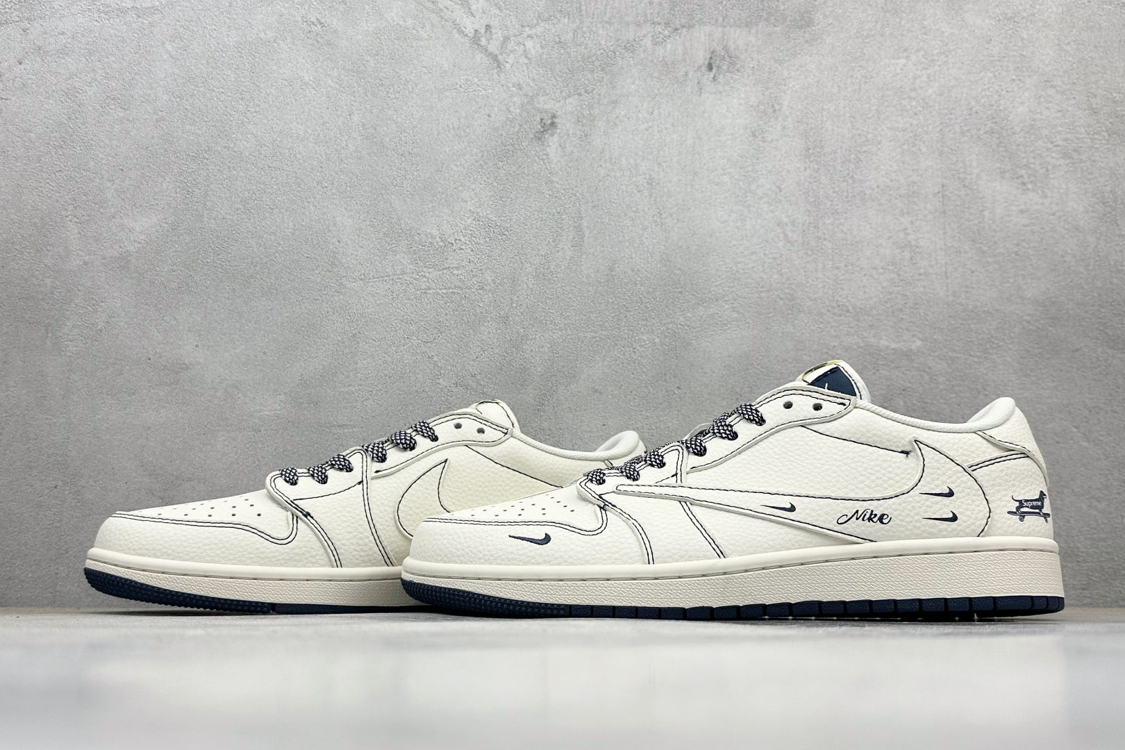 Travis Scott x Fragment Design x Air Jordan 1 Low SP AJ1 乔1米白Nike蓝 低帮文化休闲板鞋 XD0798-308