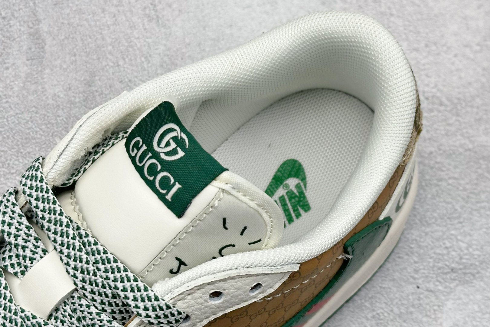 Air Jordan 1 Low AJ1 乔1 古驰联名 花纹米绿红 高端定制 低帮休闲板鞋 QW5088-206