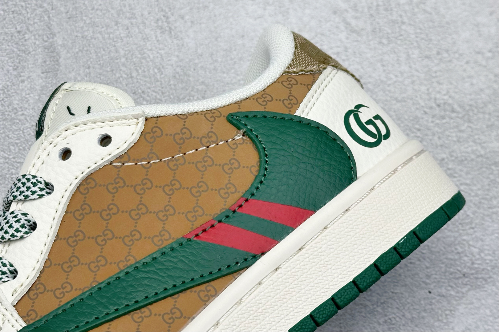 Air Jordan 1 Low AJ1 乔1 古驰联名 花纹米绿红 高端定制 低帮休闲板鞋 QW5088-206