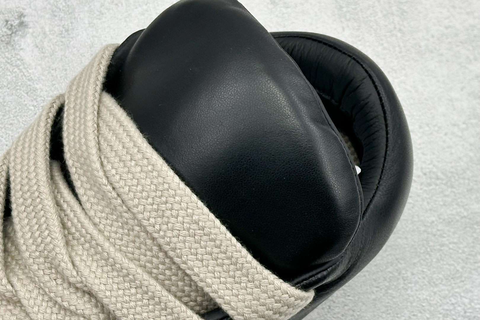 470 M版瑞克 欧文斯Rick owens 主线 经典西瓜头 RO低帮厚底粗绑带纯黑皮面 16405-26405