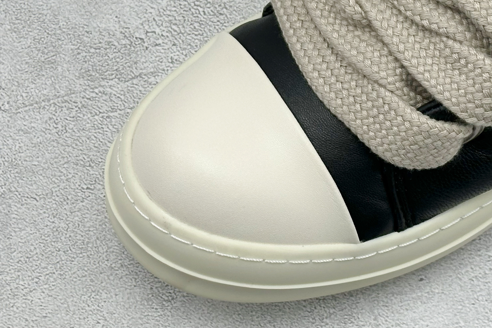 470 M版瑞克 欧文斯Rick owens 主线 经典西瓜头 RO低帮厚底粗绑带纯黑皮面 16405-26405