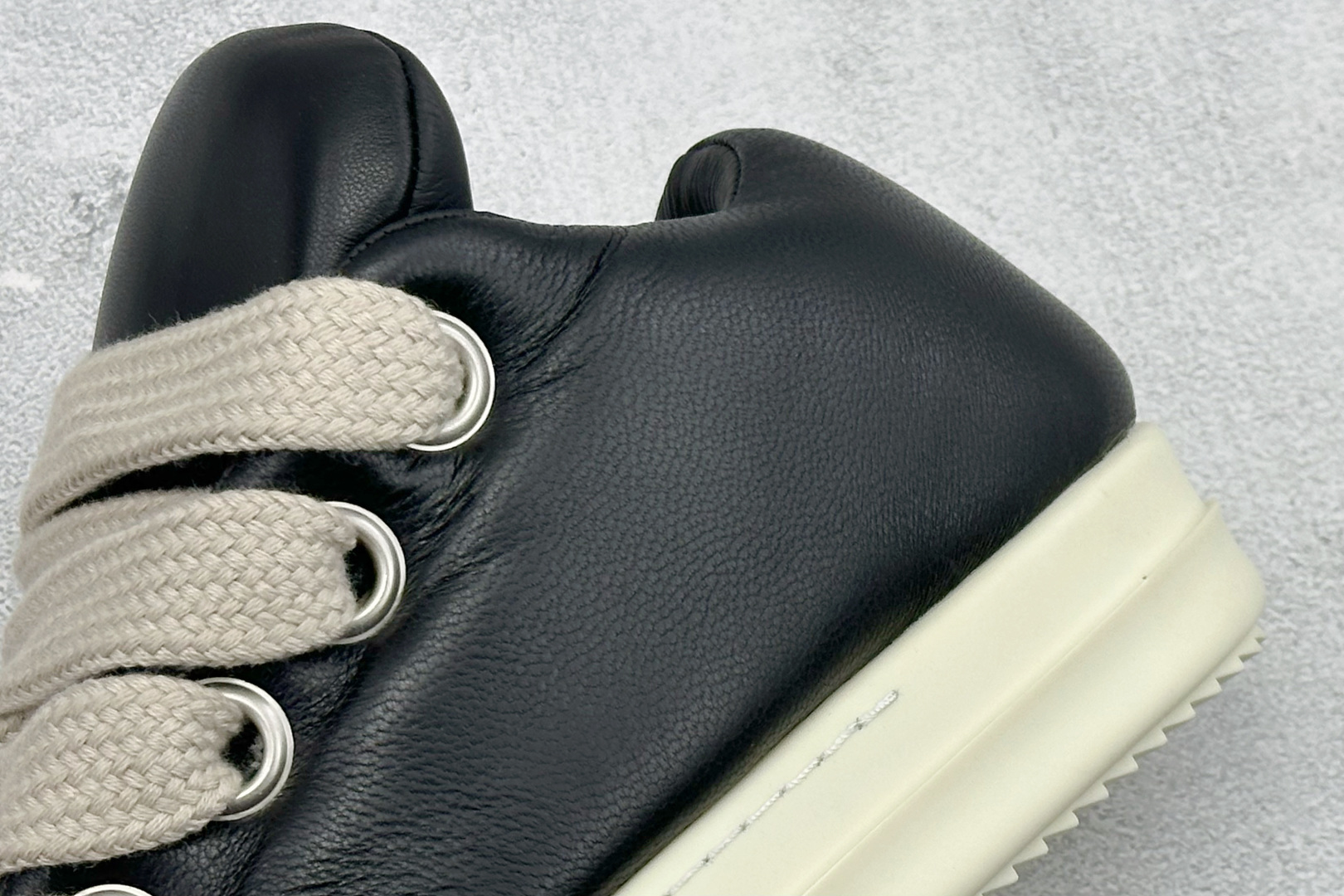 470 M版瑞克 欧文斯Rick owens 主线 经典西瓜头 RO低帮厚底粗绑带纯黑皮面 16405-26405