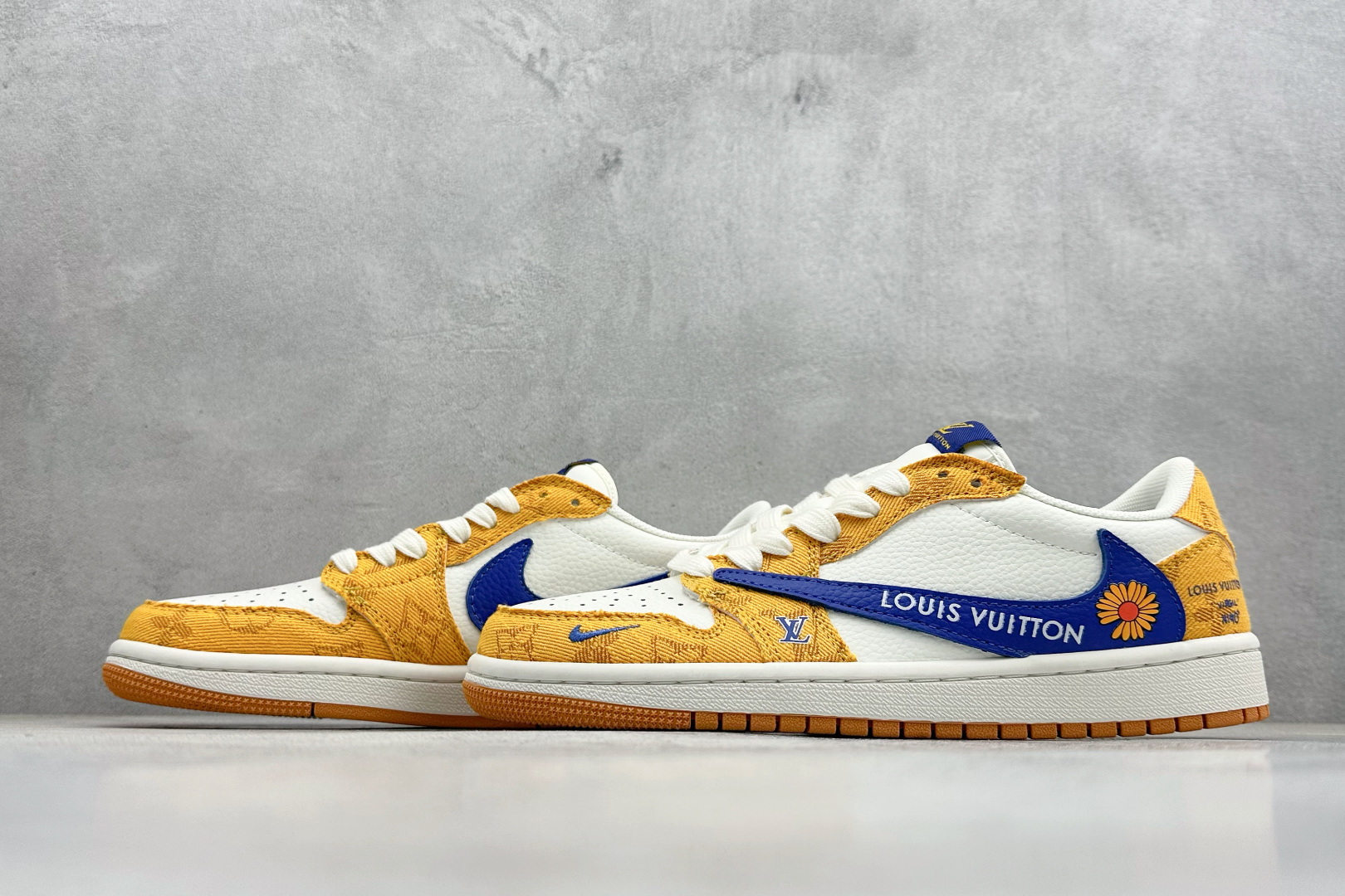 280 SC版Travis Scott x Fragment Design x Air Jordan 1 Low SP AJ1 乔1联名 黄蓝小雏菊 低帮文化休闲板鞋 DZ2688-001