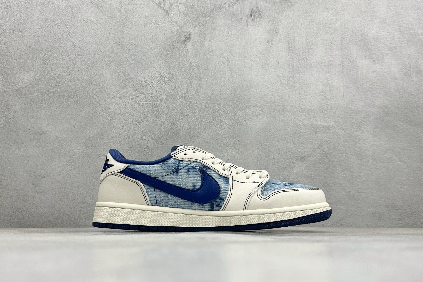 280 SC版Travis Scott x Fragment Design x Air Jordan 1 Low SP AJ1 乔1联名 白蓝牛仔 低帮文化休闲板鞋 LD2028-046