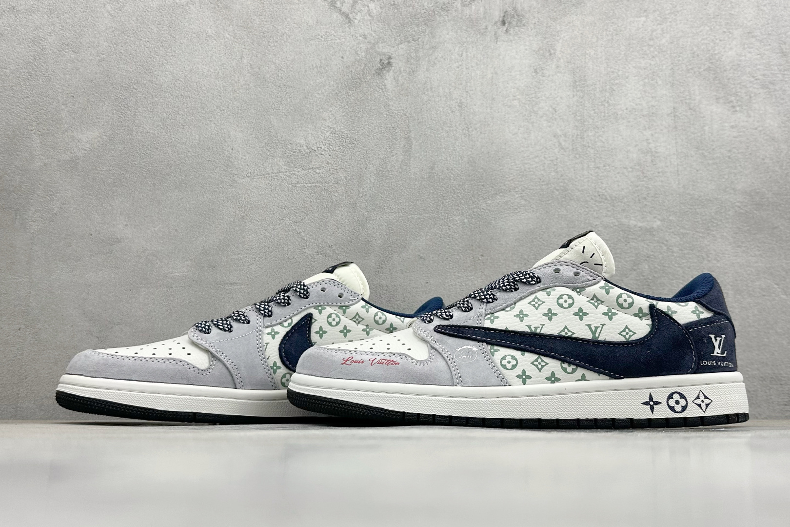 280 XC版Travis Scott x Fragment Design x Air Jordan 1 Low SP AJ1 乔1联名 灰蓝猪八鬼脸 低帮文化休闲板鞋 DZ5899-035