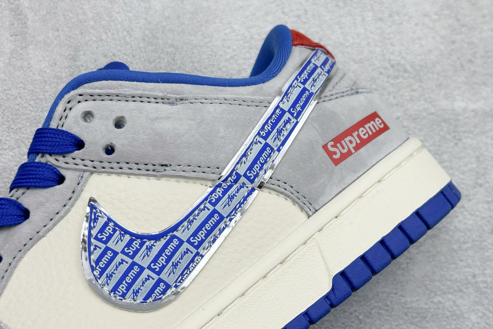 Nike SB Dunk Low “Superme联名------灰蓝麂皮” 高端定制 低帮休闲板鞋 DD1988-009
