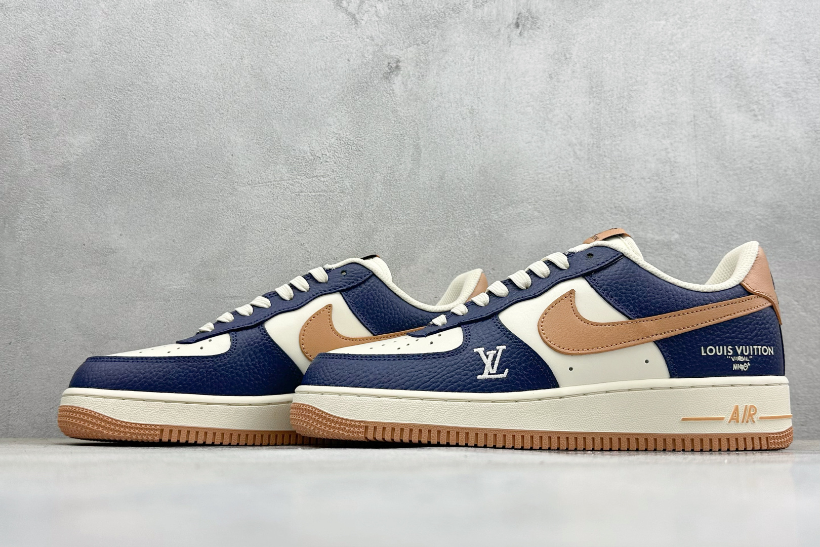 SC版NIke Air Force 1 '07 Low “LV联名--暮蓝杏棕” 空军一号低帮 运动鞋 NH0601-585