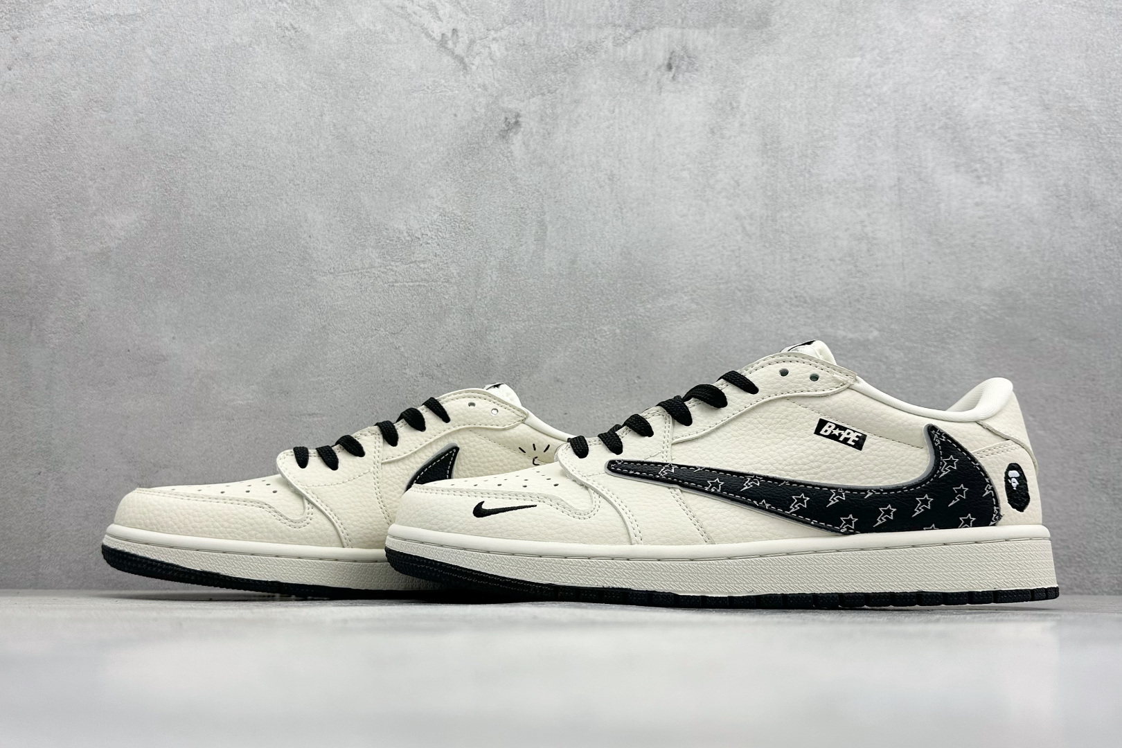 Nike Jordan Air Jordan倒勾 “ 猿人头联名——米黑印花” 高端定制 低帮 复古 减震 防滑 耐磨 篮球鞋 LD2028-074 Nike Jordan Air Jordan倒勾 “ 猿人头联名——米黑印花” 高端定制 低帮 复古 减震 防滑 耐磨 篮球鞋 LD2028-074