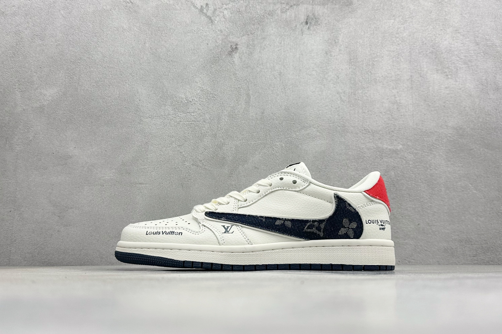 Nike Jordan Air Jordan倒勾 “ LV联名——蓝红牛仔勾” 高端定制 低帮 复古 减震 防滑 耐磨 篮球鞋 JW1188-168
