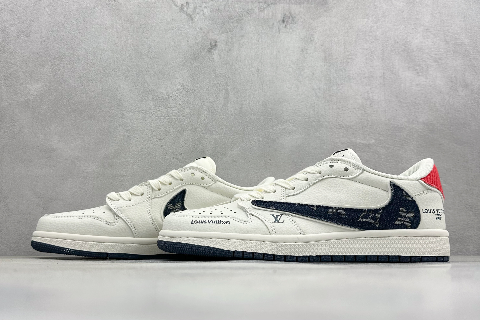 Nike Jordan Air Jordan倒勾 “ LV联名——蓝红牛仔勾” 高端定制 低帮 复古 减震 防滑 耐磨 篮球鞋 JW1188-168