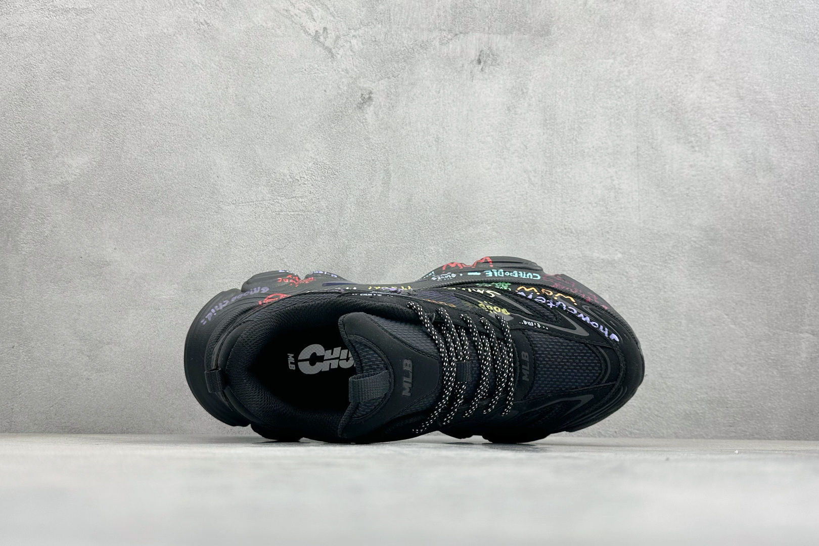 MLB NY 印花网红老爹跑鞋 手工定定制涂鸦恶作剧内增高6cm 原厂原档案数据开发 进口纳米材质 原厂