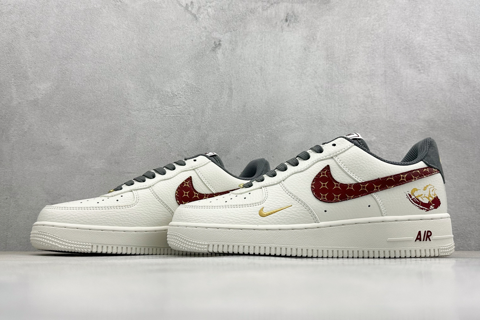 SC版Nike Air Force 1'07 Low 马年联名 云白绛金 空军一号低帮休闲板鞋 NH0601-507