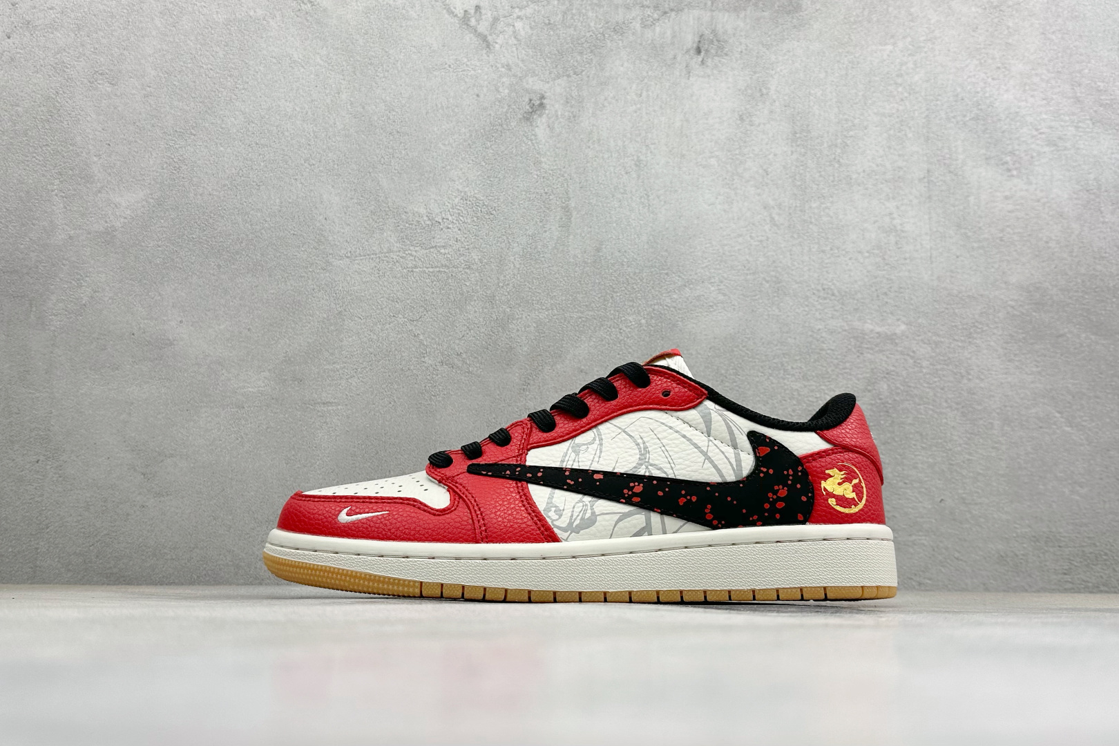 280 SC版Travis Scott x Fragment Design x Air Jordan 1 Low SP AJ1 乔1马年限定 白红点墨 低帮文化休闲板鞋 NH0601-063