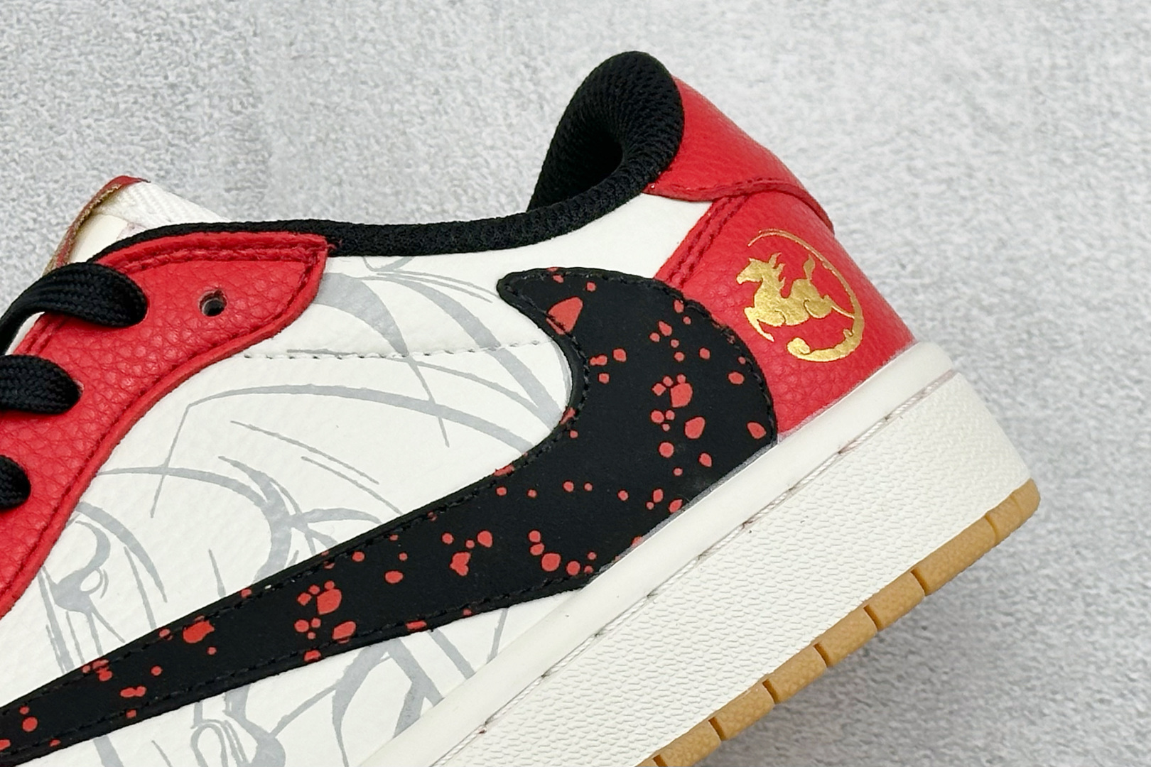 280 SC版Travis Scott x Fragment Design x Air Jordan 1 Low SP AJ1 乔1马年限定 白红点墨 低帮文化休闲板鞋 NH0601-063