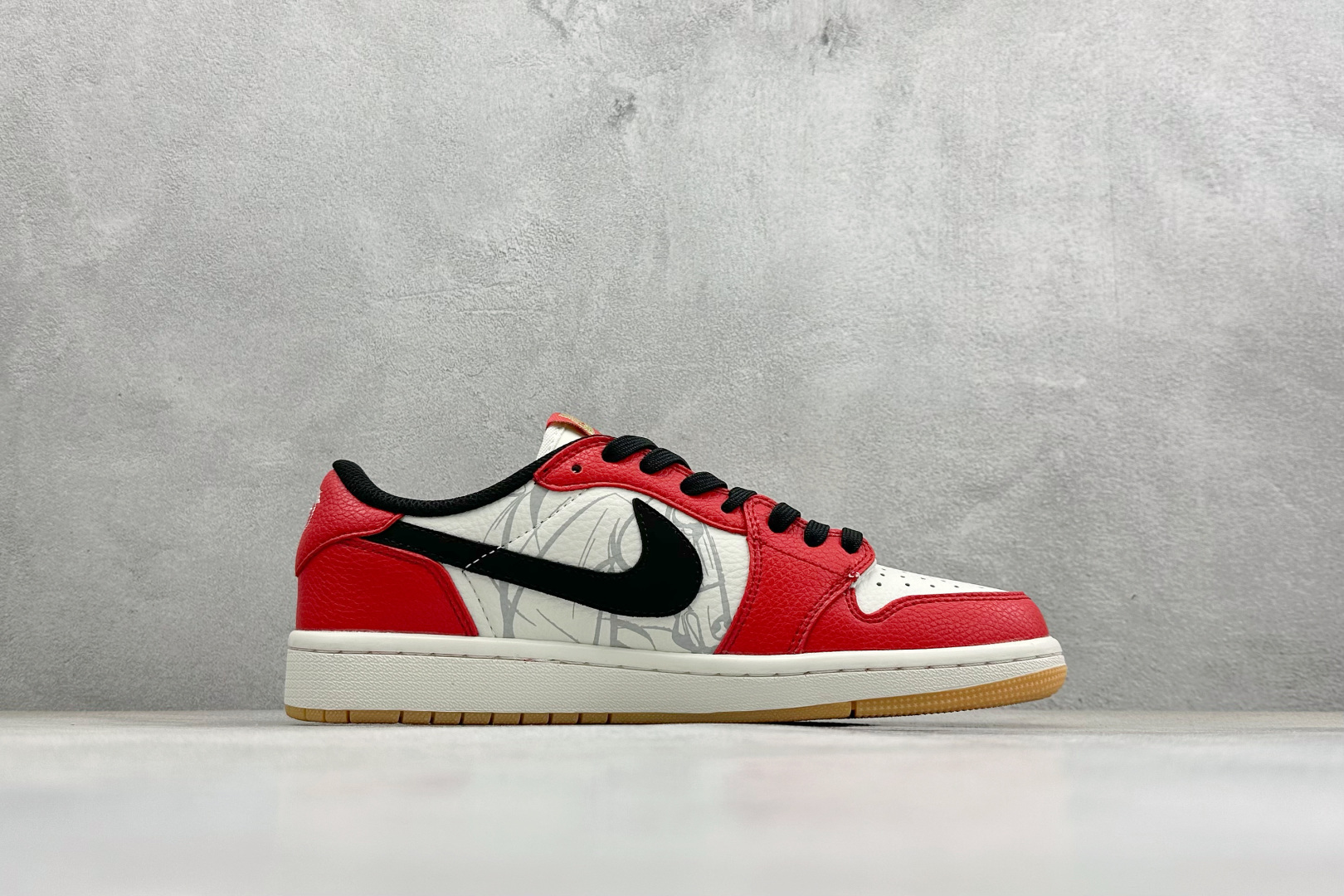 280 SC版Travis Scott x Fragment Design x Air Jordan 1 Low SP AJ1 乔1马年限定 白红点墨 低帮文化休闲板鞋 NH0601-063
