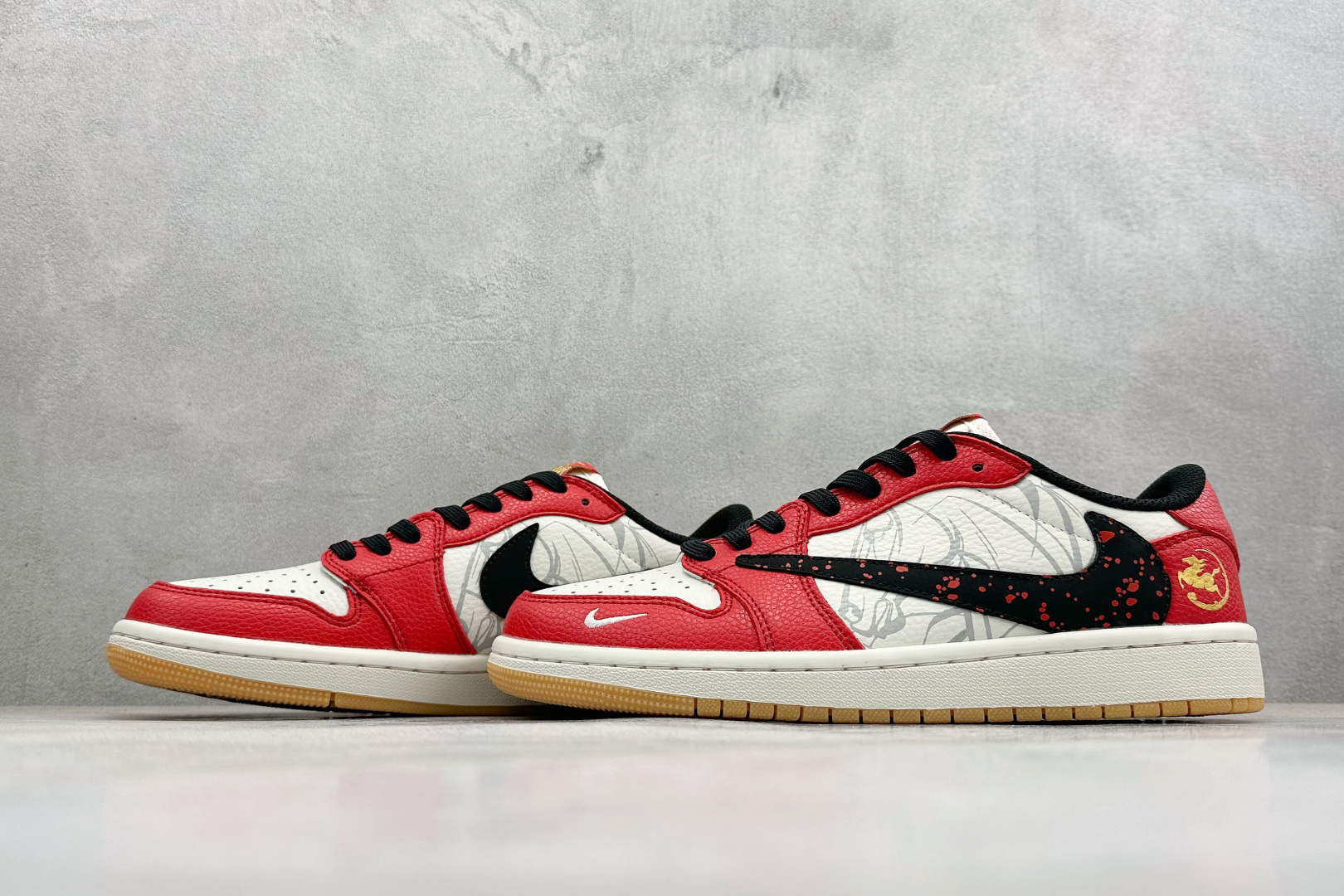 280 SC版Travis Scott x Fragment Design x Air Jordan 1 Low SP AJ1 乔1马年限定 白红点墨 低帮文化休闲板鞋 NH0601-063
