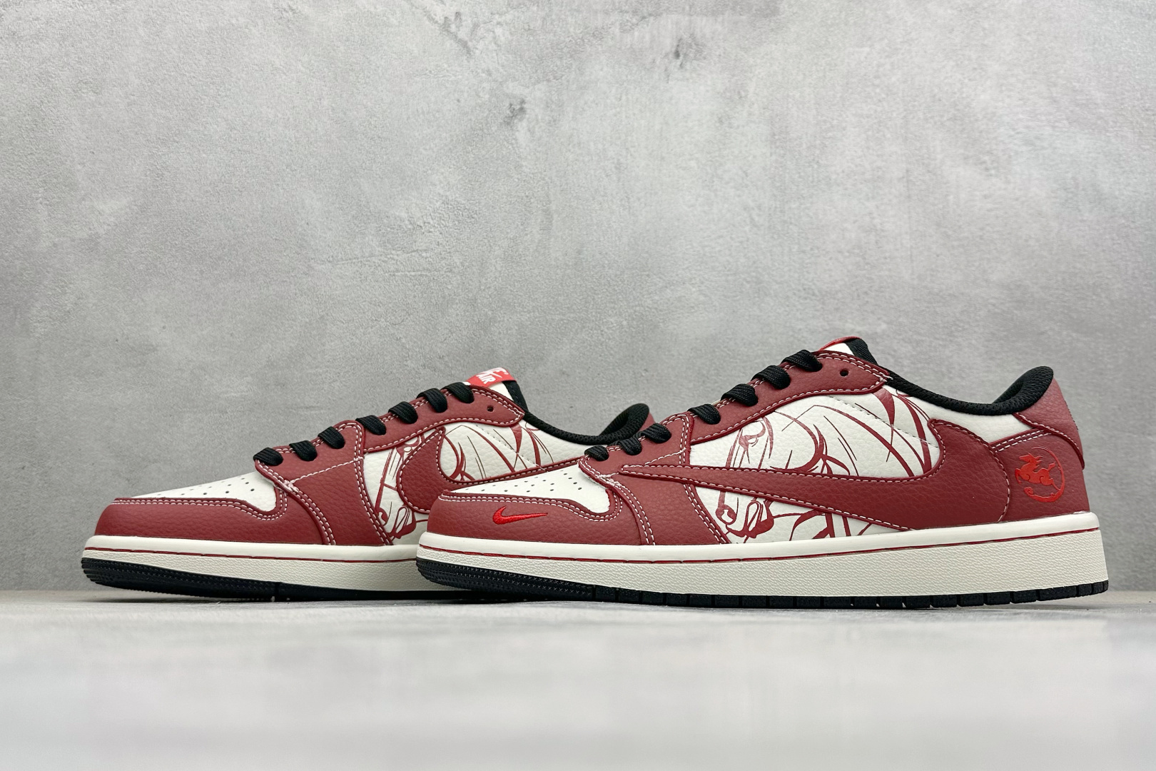 SC版Travis Scott x Fragment Design x Air Jordan 1 Low SP AJ1 乔1马年限定 白红绘影 低帮文化休闲板鞋 NH0601-065 SC版Travis Scott x Fragment Design x Air Jordan 1 Low SP AJ1 乔1马年限定 白红绘影 低帮文化休闲板鞋 NH0601-065