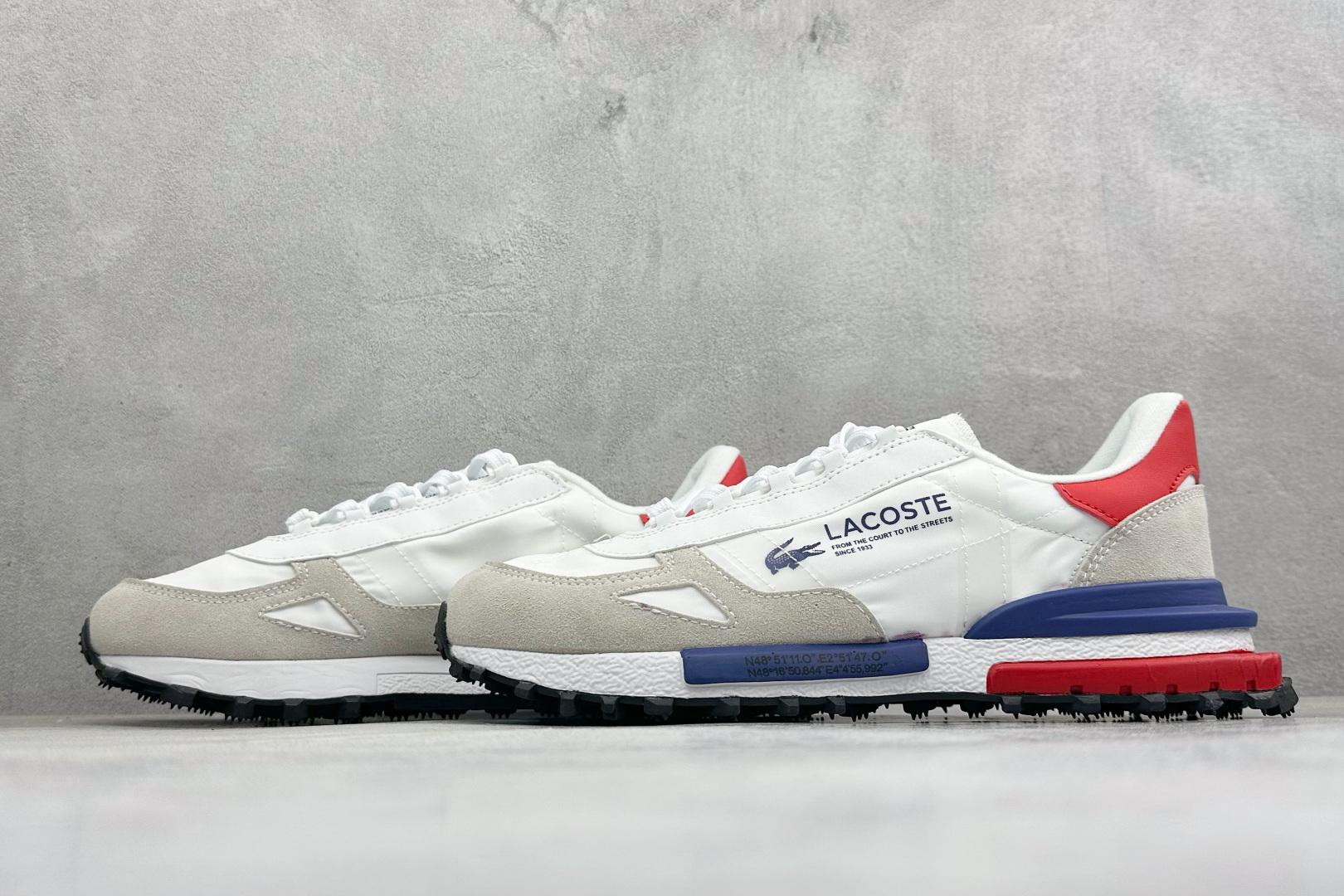 LACOSTE法国鳄鱼 织物牛剖层革 圆头系带 低帮 生活休闲鞋 尺码：40-45 