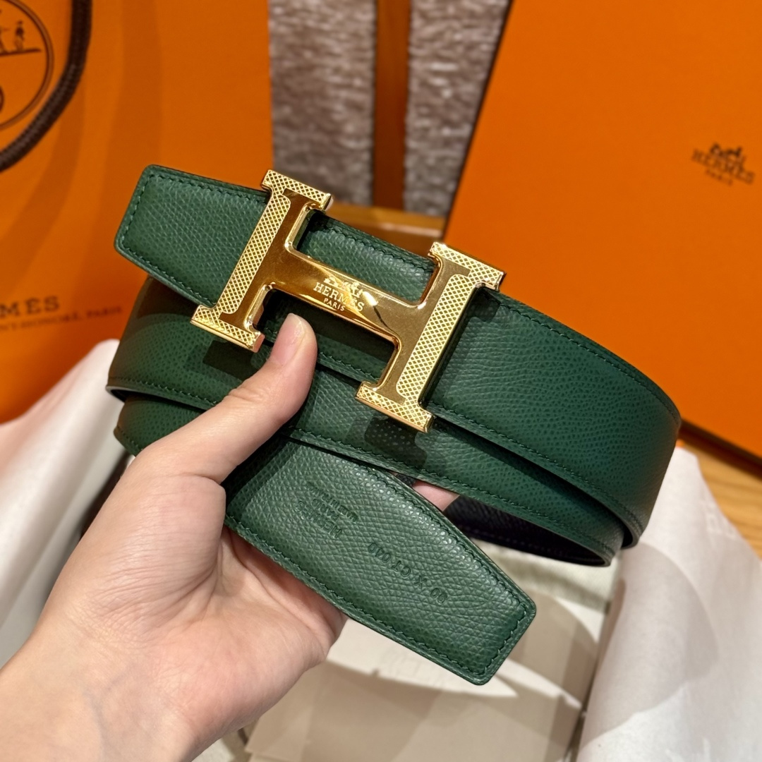 H家男士双面腰带 - ビジネスとカジュアルに最適なデザイン