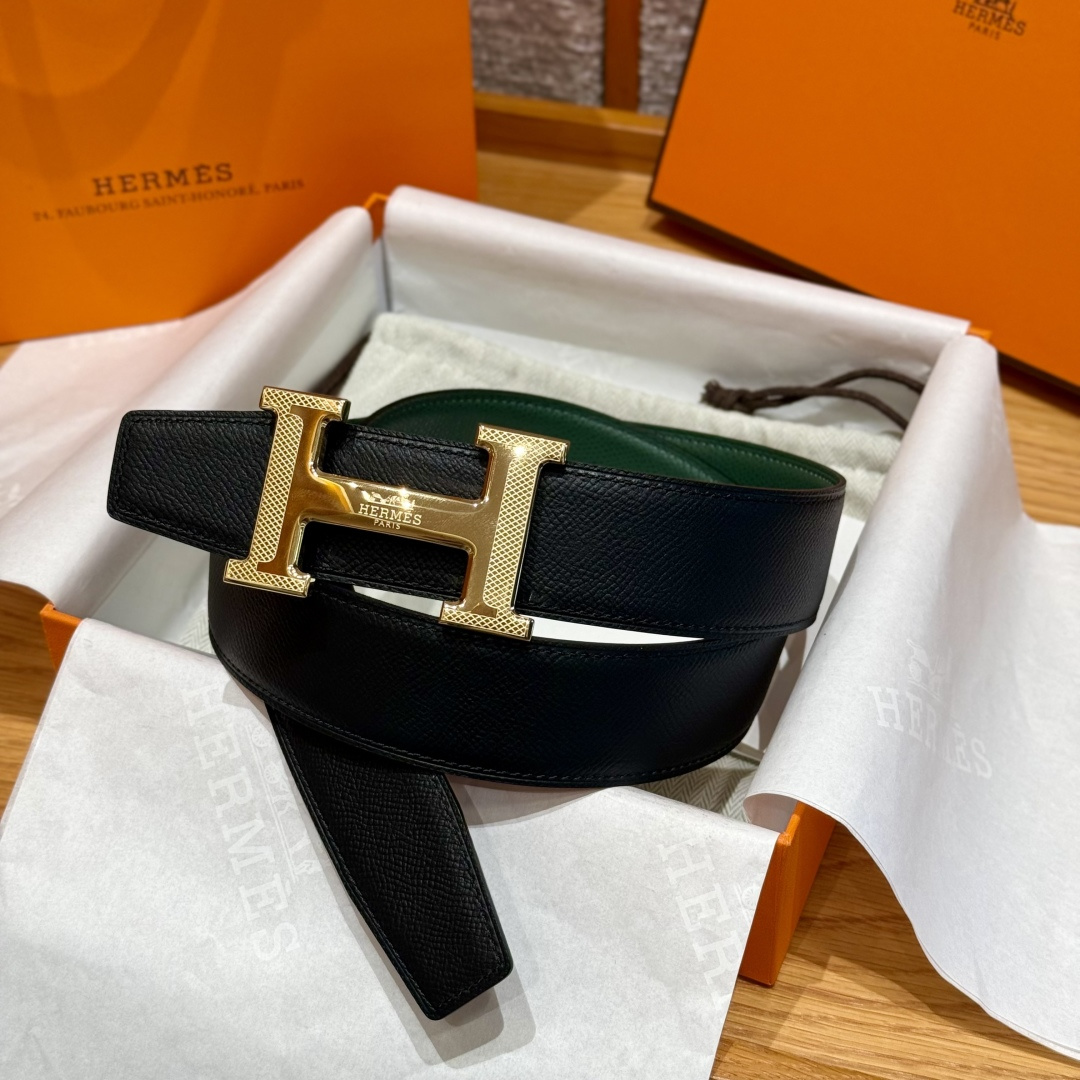 H家男士双面腰带 - ビジネスとカジュアルに最適なデザイン