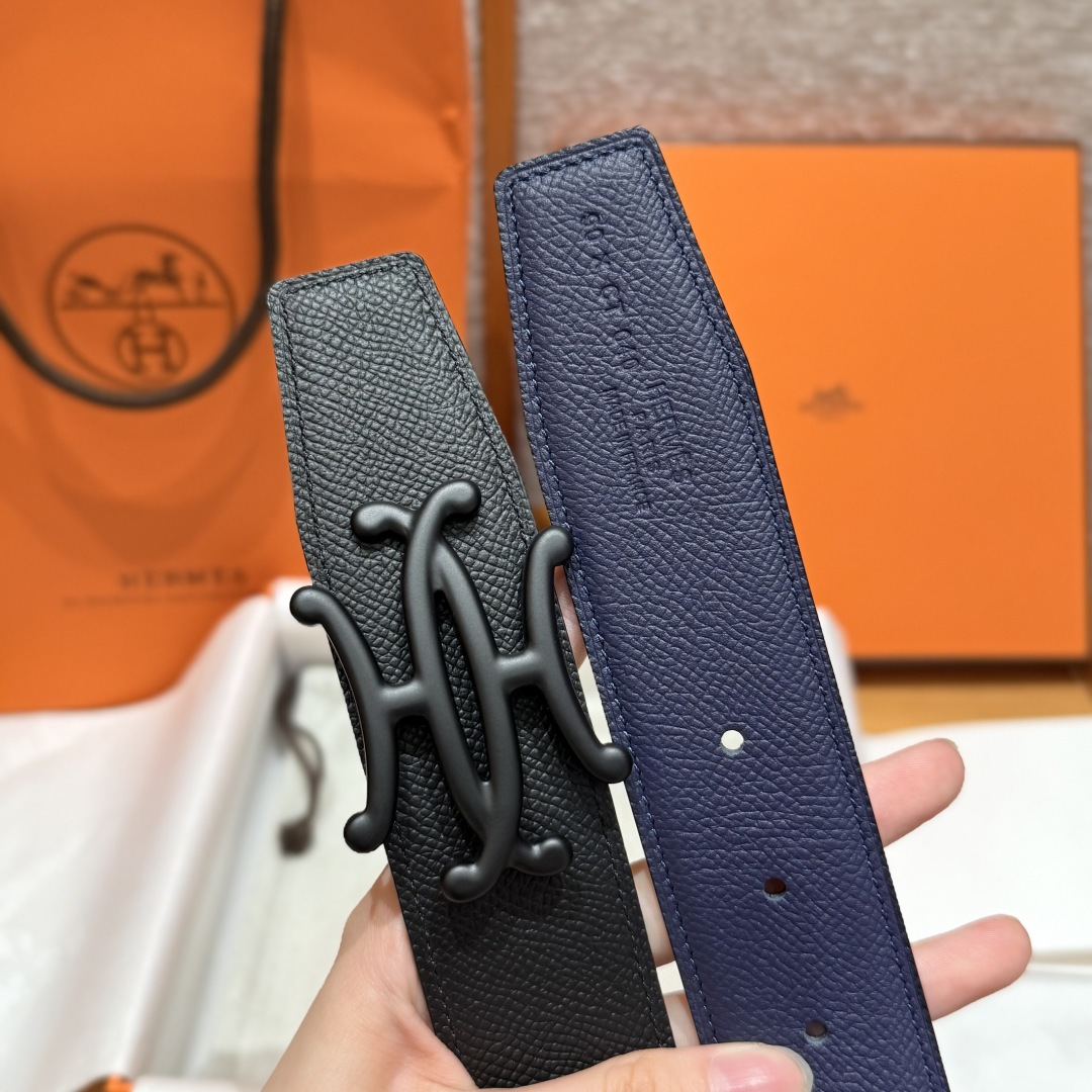 H家双面男款腰带 - ビジネスとカジュアルに最適なリバーシブルデザイン