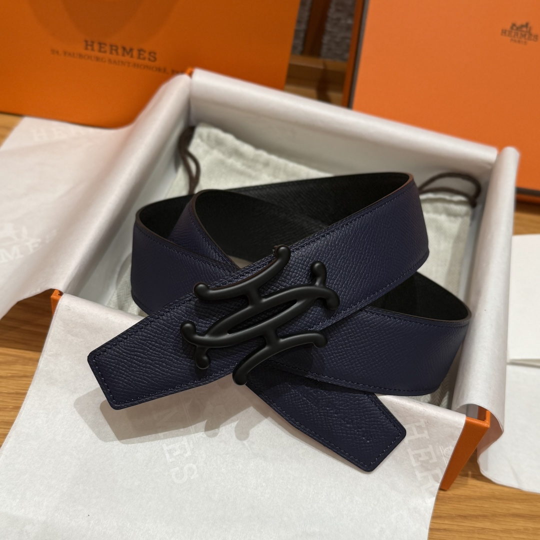 H家双面男款腰带 - ビジネスとカジュアルに最適なリバーシブルデザイン