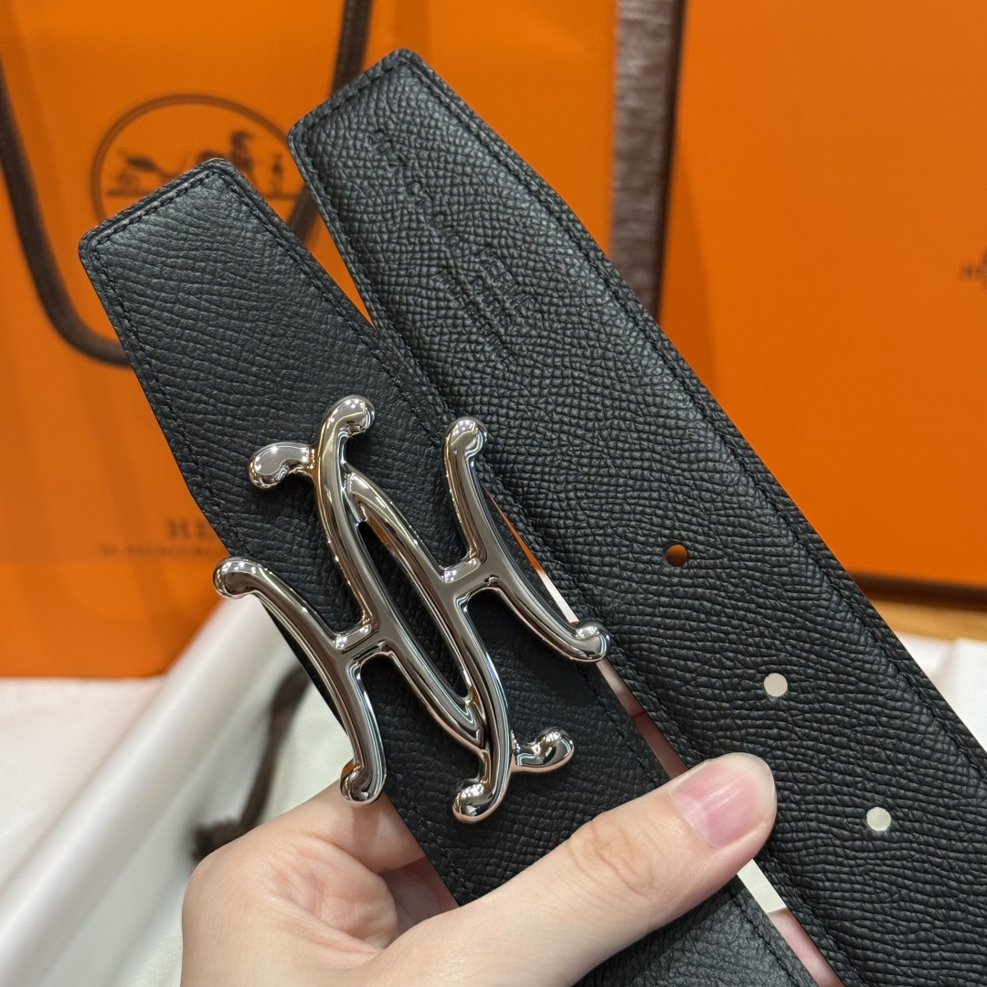 H家双面男款腰带 - シンプルでスタイリッシュなダブルフェイスデザイン