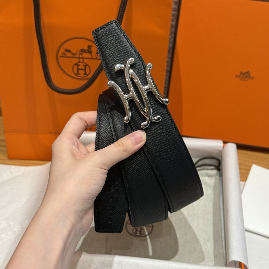 H家双面男款腰带 - シンプルでスタイリッシュなダブルフェイスデザイン