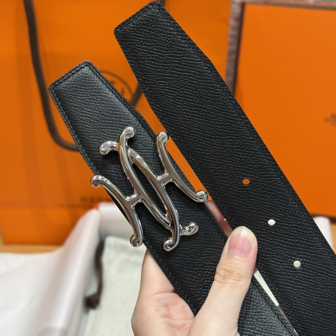 H家双面男款腰带 - シンプルでスタイリッシュなダブルフェイスデザイン