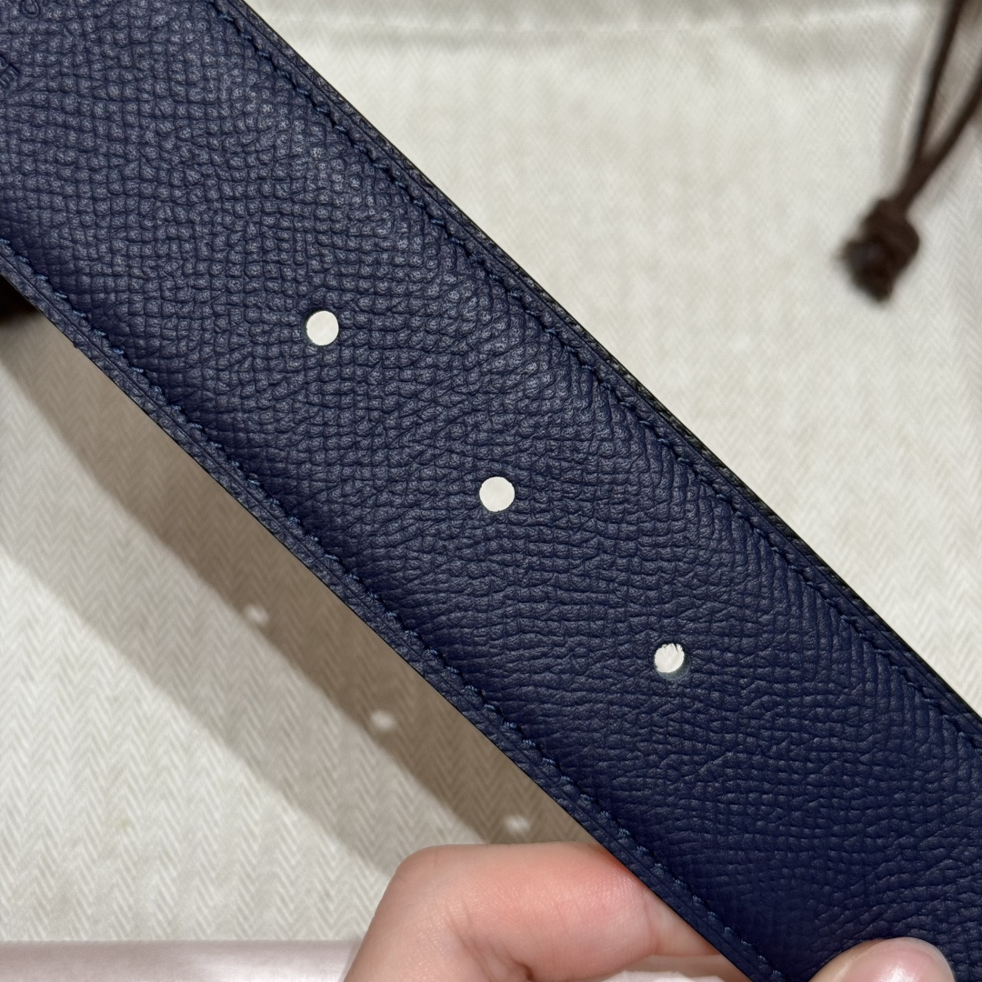 H家Quizz Ferme-Tout双面皮腰带 - 上質なエプソン小牛皮製