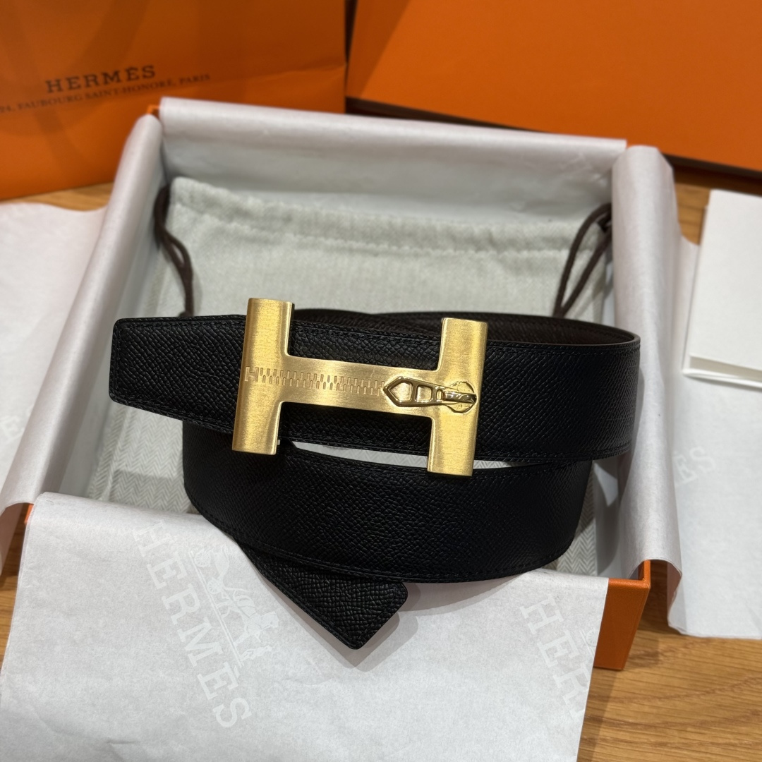 H家Quizz Ferme-Tout双面皮腰带 - フランス製エプソンレザー使用