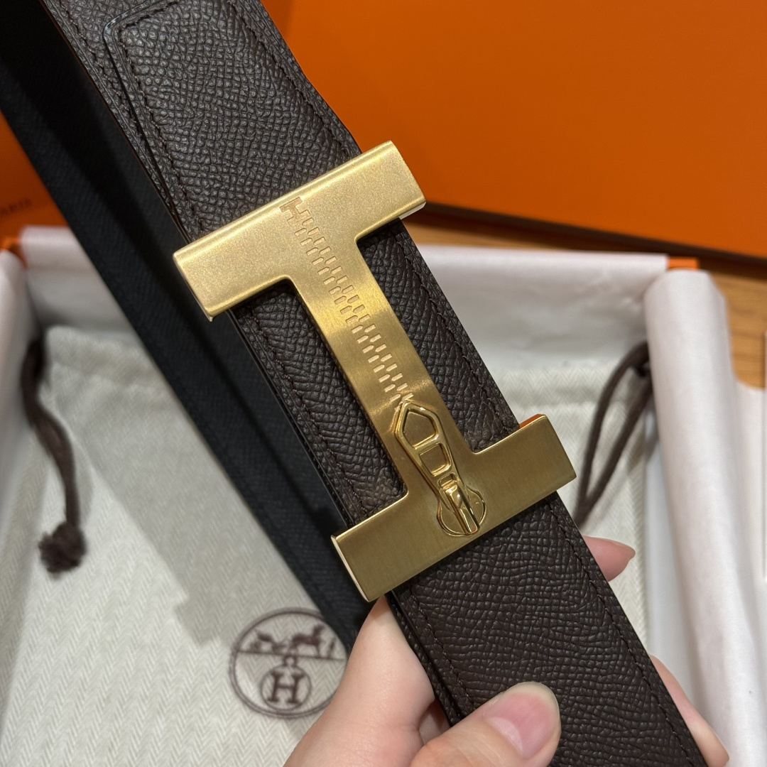 H家Quizz Ferme-Tout双面皮腰带 - フランス製エプソンレザー使用