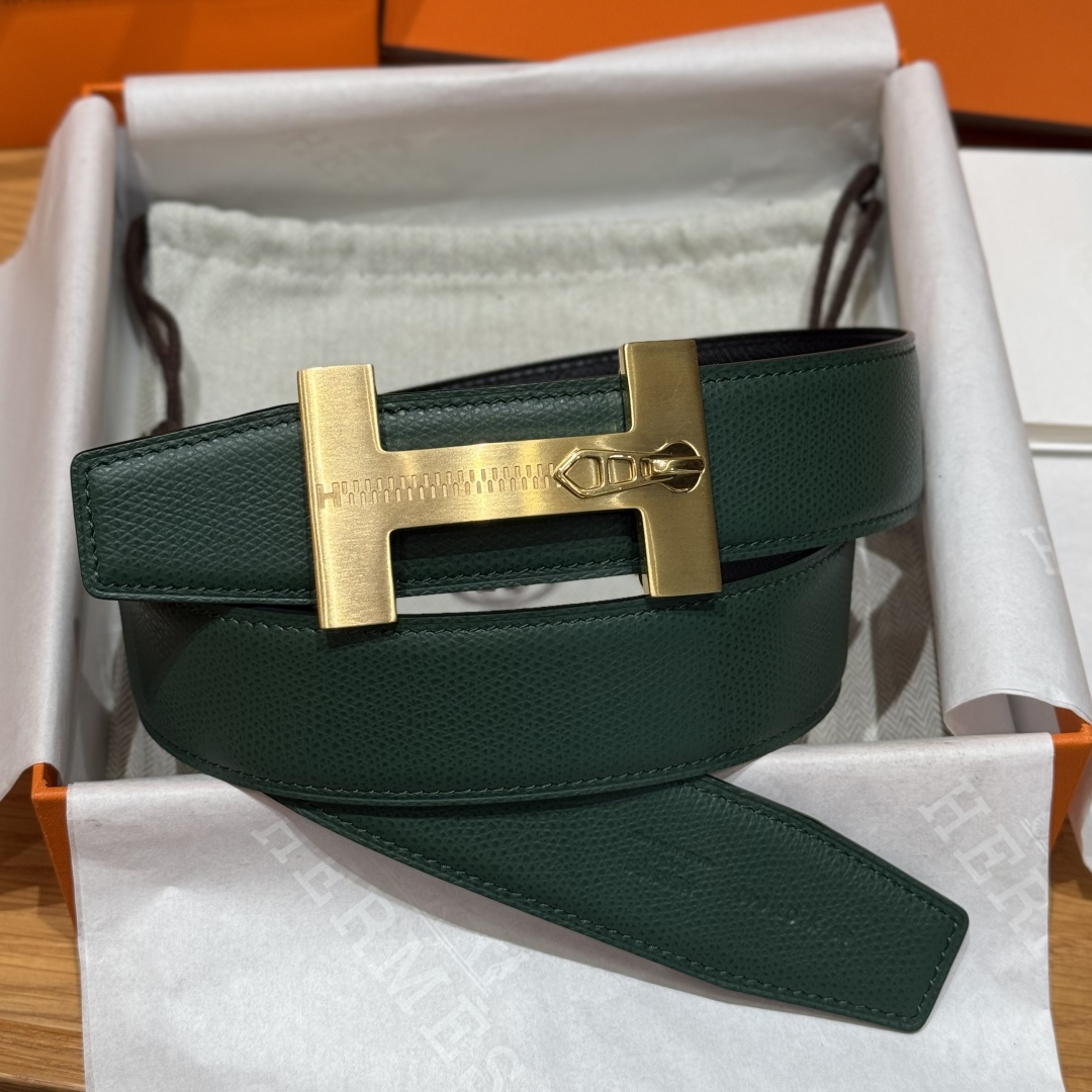 H家Quizz Ferme-Tout双面皮腰带 - エプソムレザーの高級感