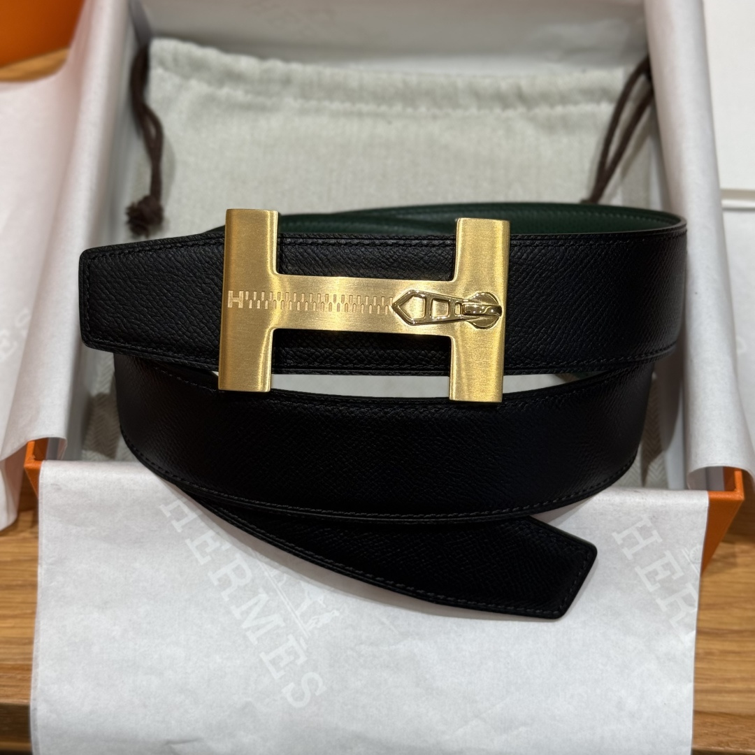 H家Quizz Ferme-Tout双面皮腰带 - エプソムレザーの高級感