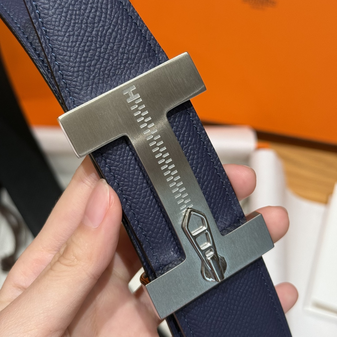 H家Quizz Ferme-Tout双面皮腰带 - フランス製エプソン牛革