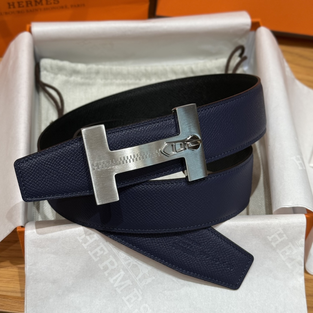 H家Quizz Ferme-Tout双面皮腰带 - フランス製エプソン牛革