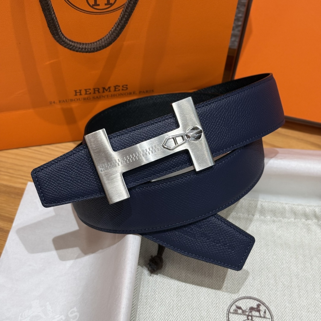 H家Quizz Ferme-Tout双面皮腰带 - フランス製エプソン牛革