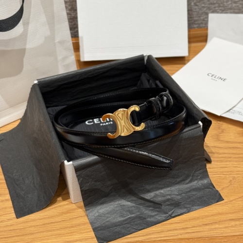 Celine Women's Belt Smooth Calfskin Gold Hardware, Classic Triomphe, 1.8cm Width 1 Celine Women's Belt Smooth Calfskin Gold Hardware, Classic Triomphe, 1.8cm Width
