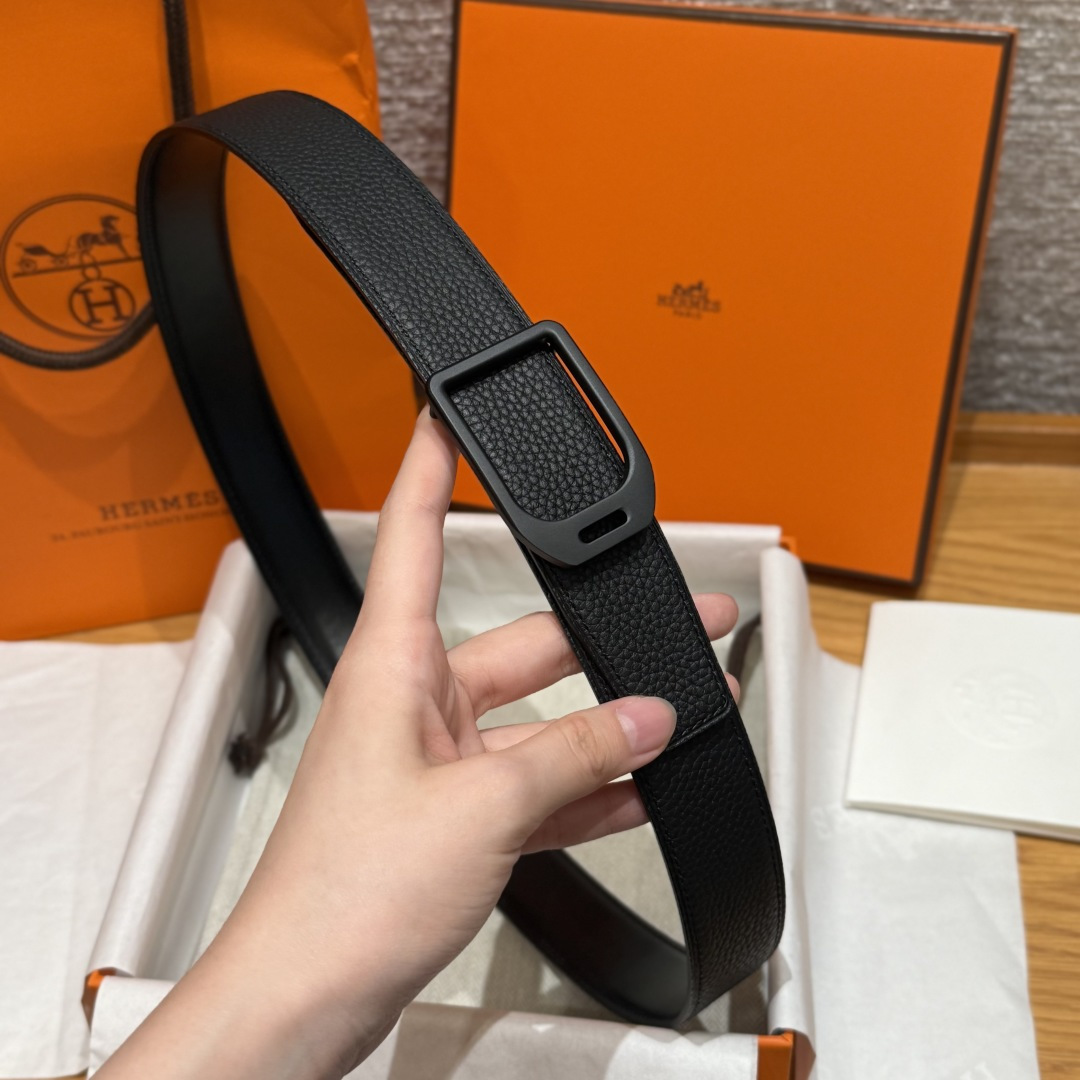 에르메스 조키 도금 금속 버클 양면 송아지가죽 벨트 상세 이미지 4