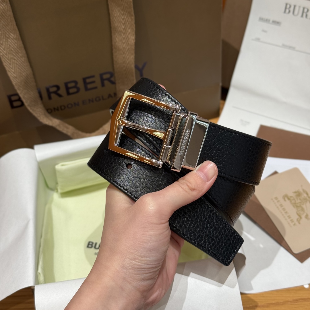 [Burberry Belts]Burberry double-sided checked leather beltbelt Made of grai