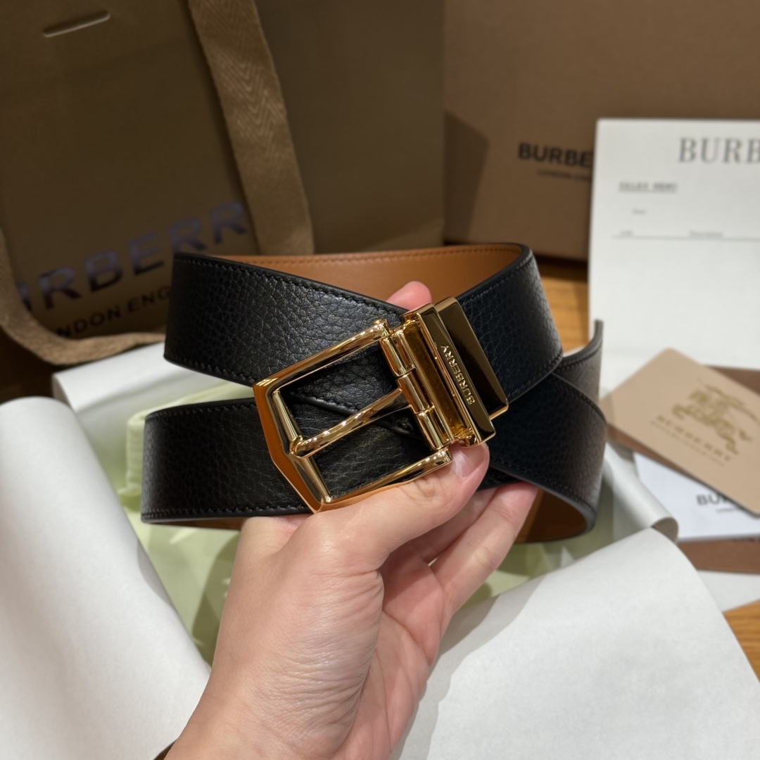 [Burberry Belts]Burberry double-sided checked leather beltbelt Made of grai