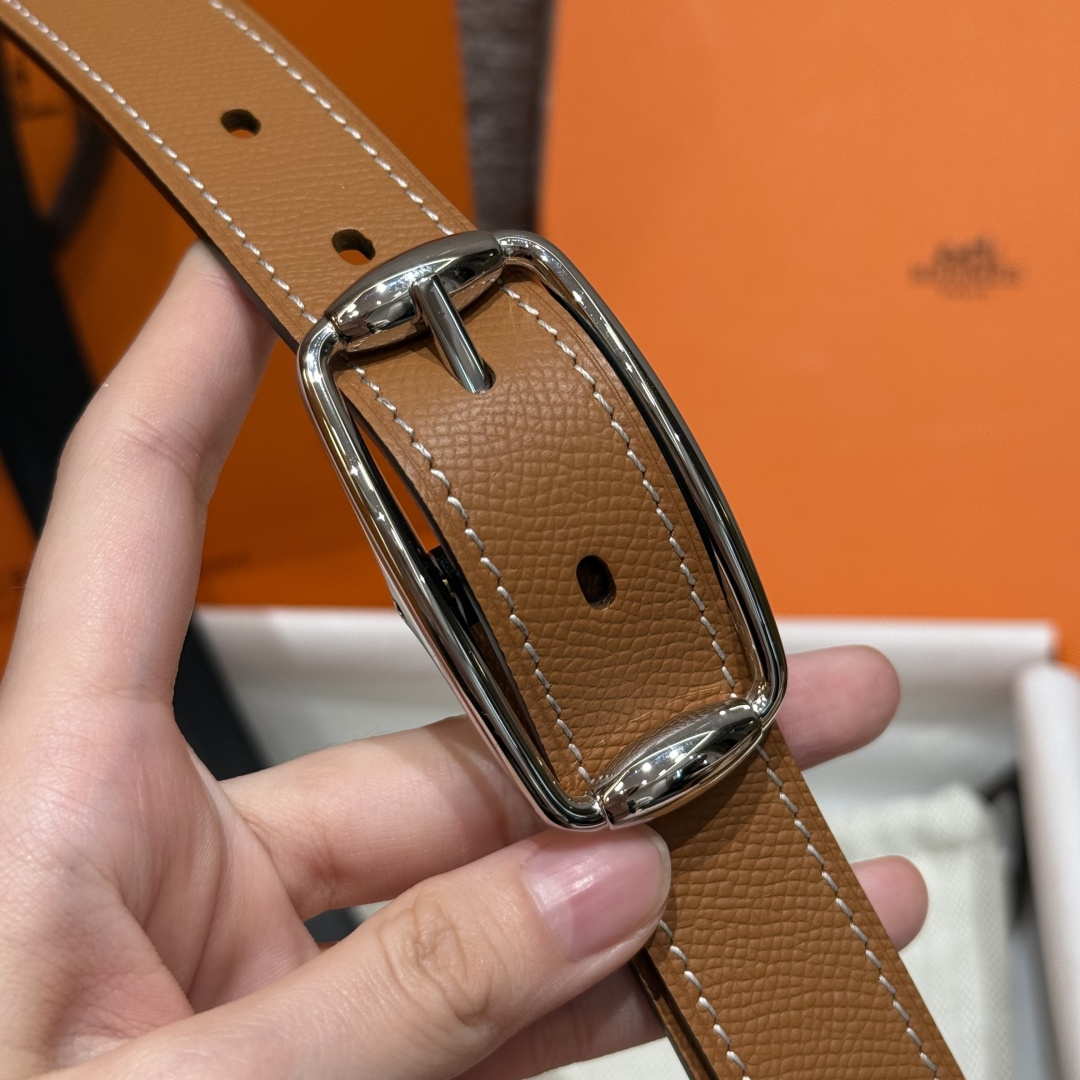H家新款女士双面腰带 - 柔らかい牛皮革と純銅五金使用
